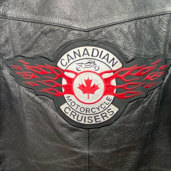 Genuine Leather Motorcycle Vest Black Cruisers Size Medium Canadian Moto Jacket‎ - Picture 10 of 15